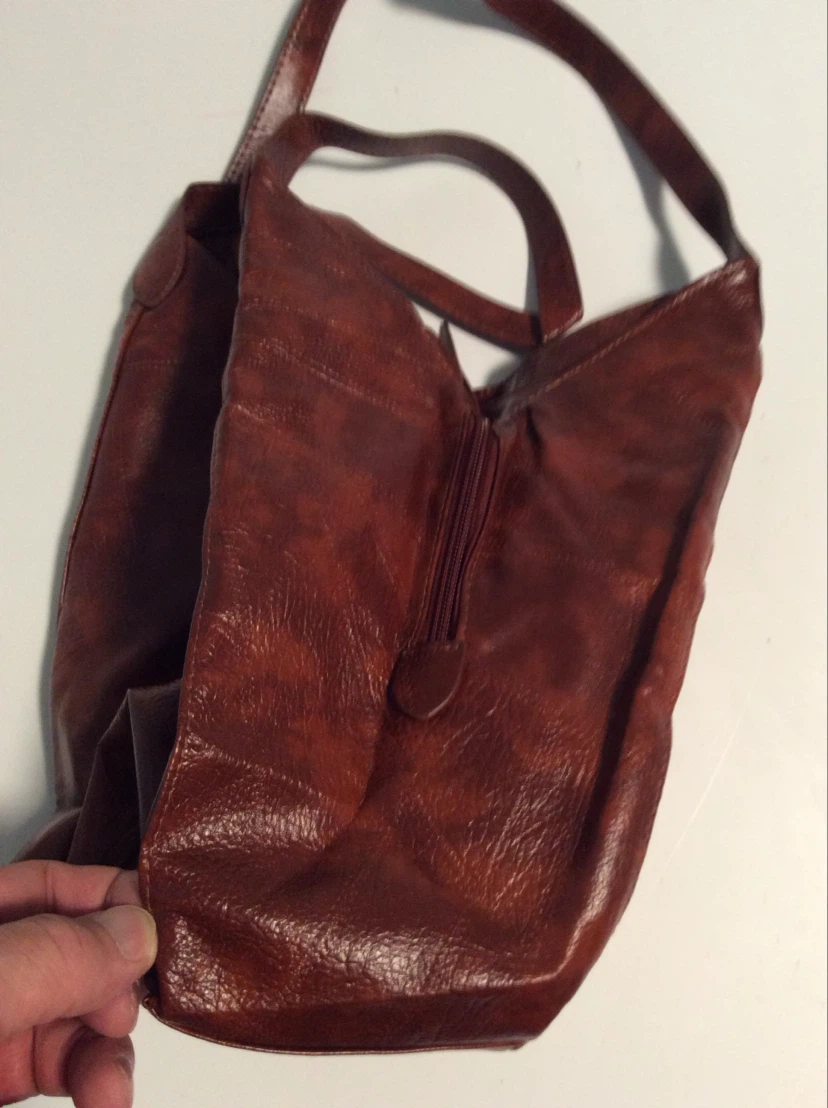 JINGPIN PIJU Leather Handbag Shoulder bag Reddish Brown EUC - photo 3