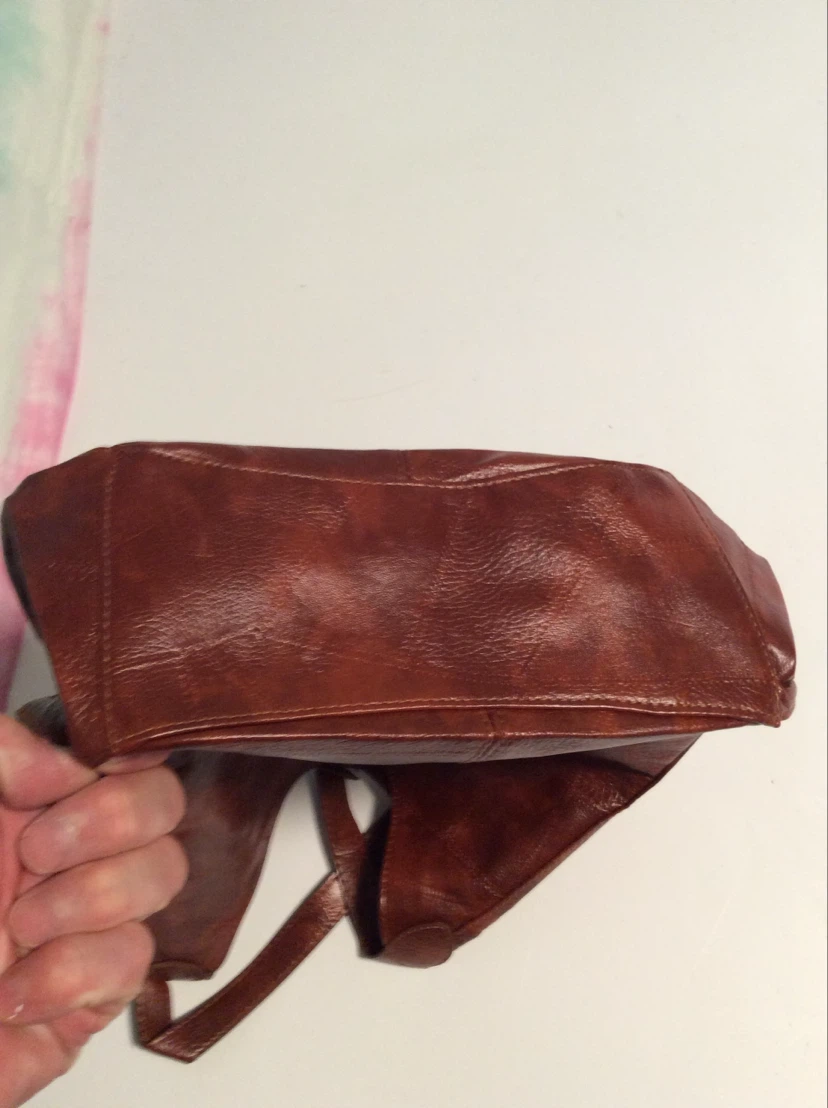 JINGPIN PIJU Leather Handbag Shoulder bag Reddish Brown EUC - photo 4