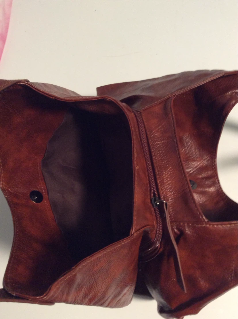 JINGPIN PIJU Leather Handbag Shoulder bag Reddish Brown EUC - photo 5