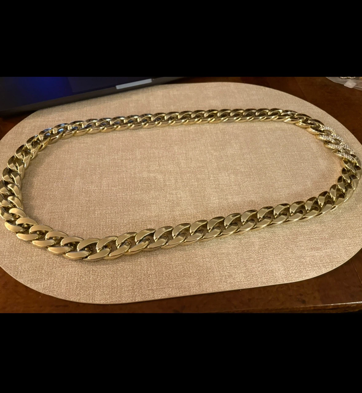 Oversized Gold-Tone Plastic Costume Chain Necklace