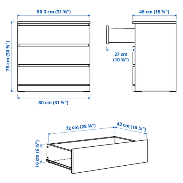 White 3-Drawer Dresser - photo 4