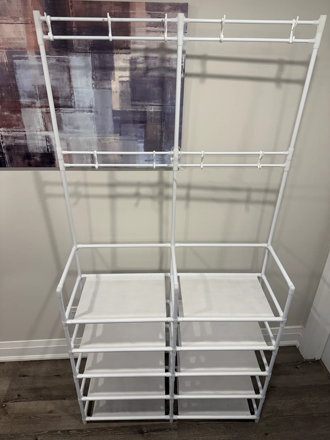 White Multi-Tier Coat and Shoe Rack - photo 2