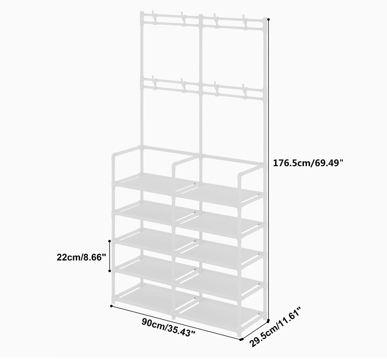 White Multi-Tier Coat and Shoe Rack - photo 3