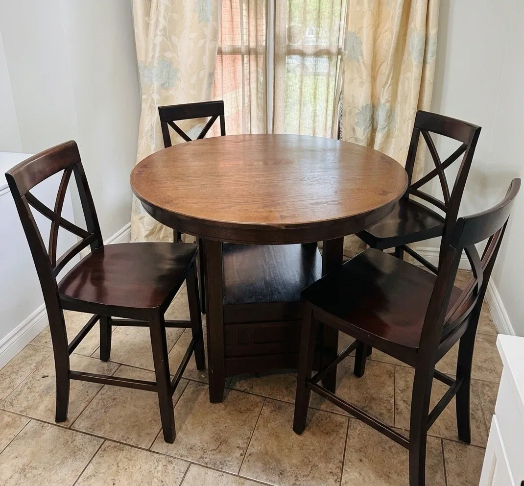Round Dining Table Set + 4 Matching Chairs — $150