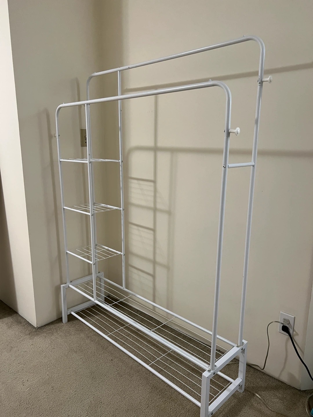 White double rail garment rack with shelves - photo 2