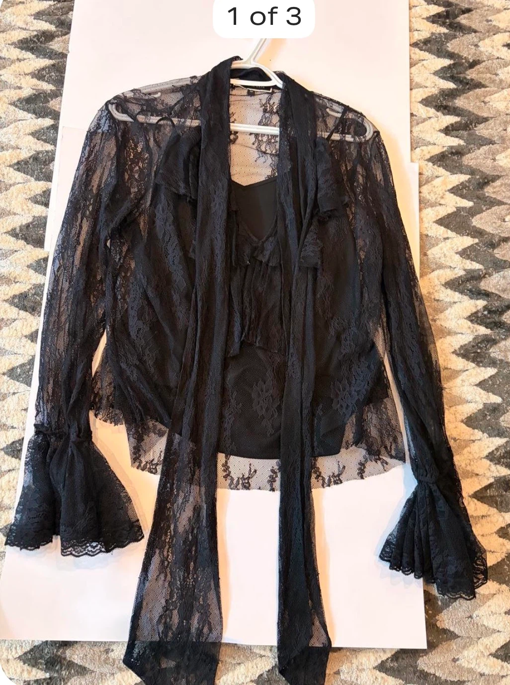 Melanie Lyne Black Lace Blouse Size 10
