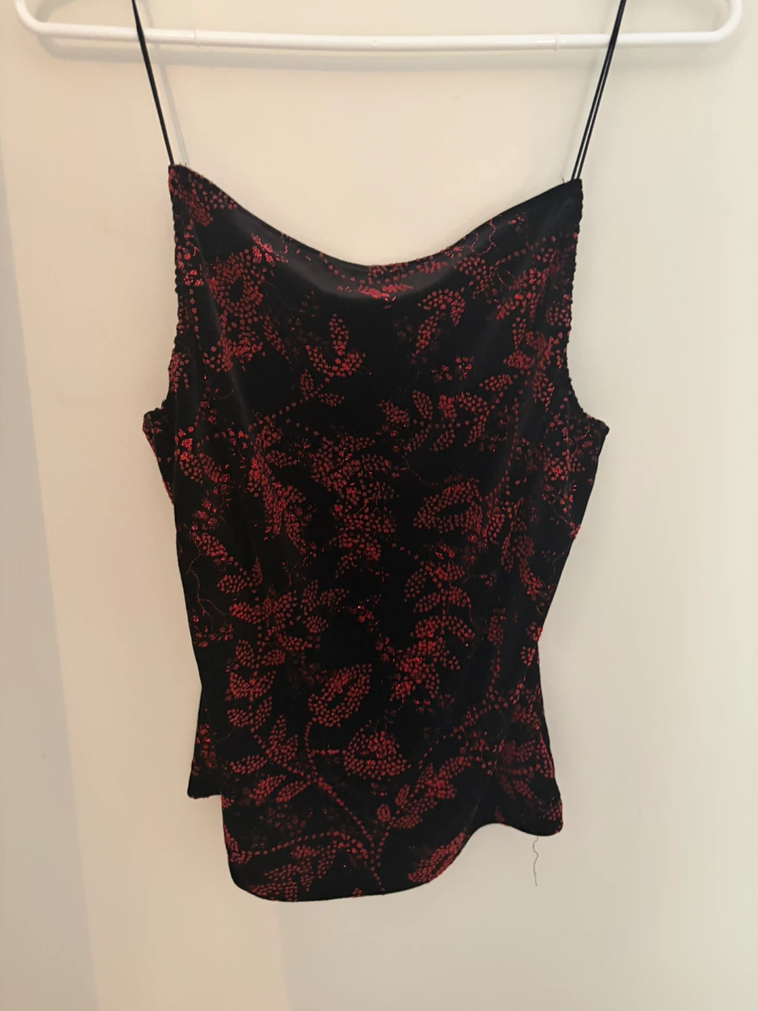 XOXO Black & Red Floral Velvet Cami Top