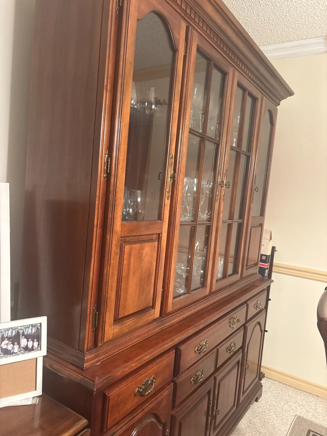 Wooden China Cabinet with Glass Doors
