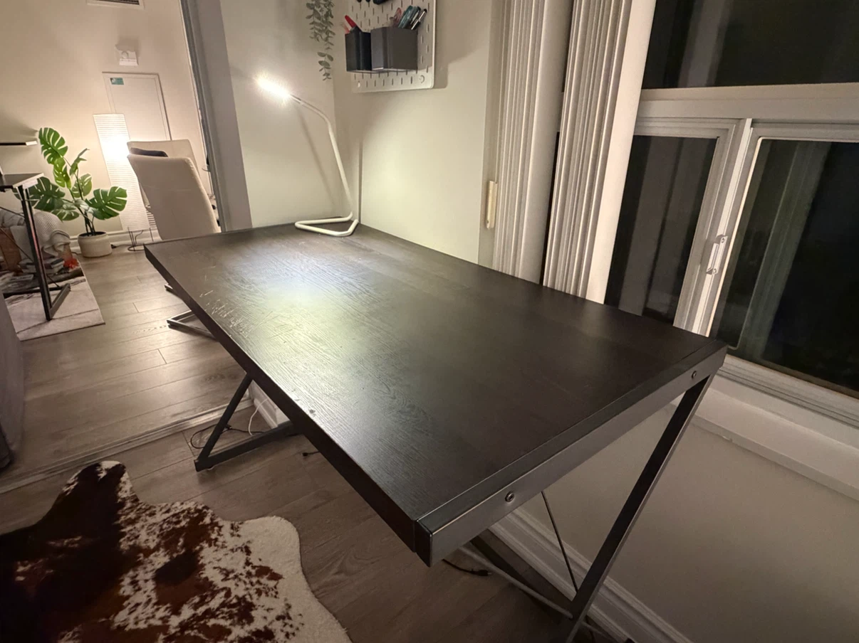 Dark Brown Desk with Metal Frame