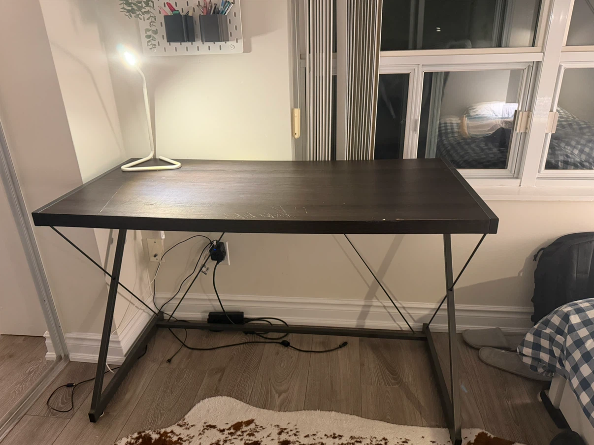 Dark Brown Desk with Metal Frame - photo 2