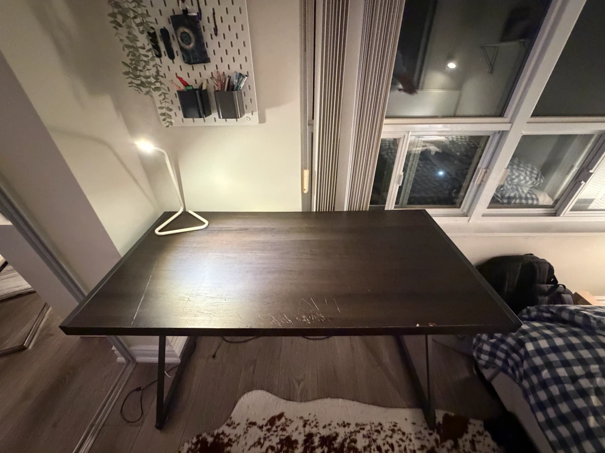 Dark Brown Desk with Metal Frame - photo 3