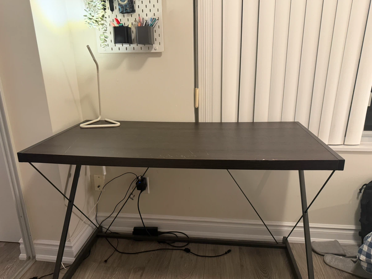 Dark Brown Desk with Metal Frame - photo 4