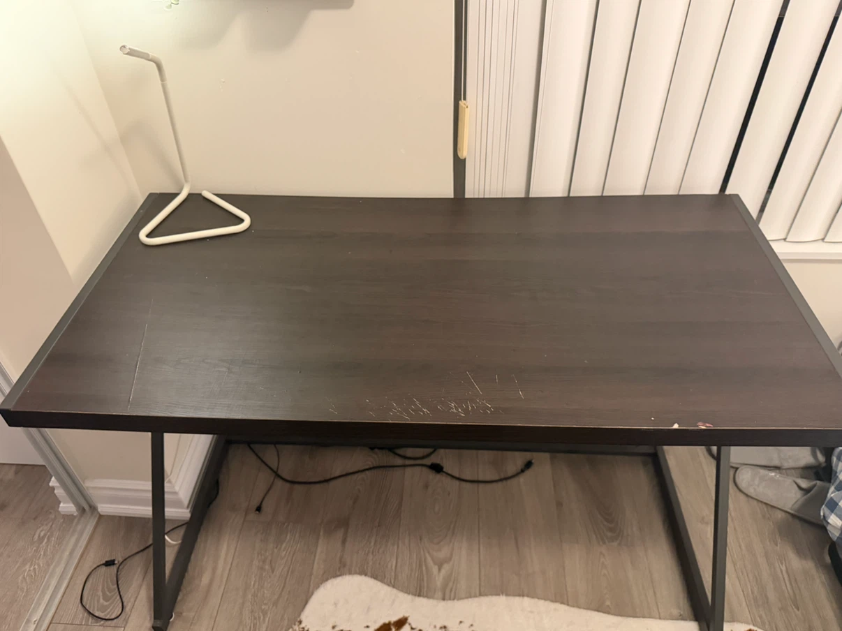 Dark Brown Desk with Metal Frame - photo 5