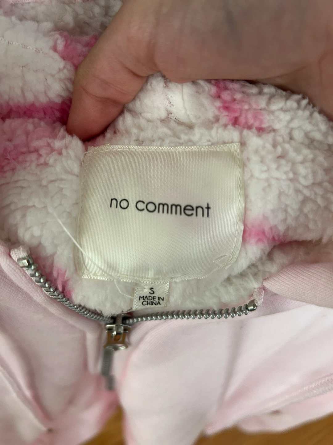 No Comment Pink Sherpa Lined Hoodie - photo 2