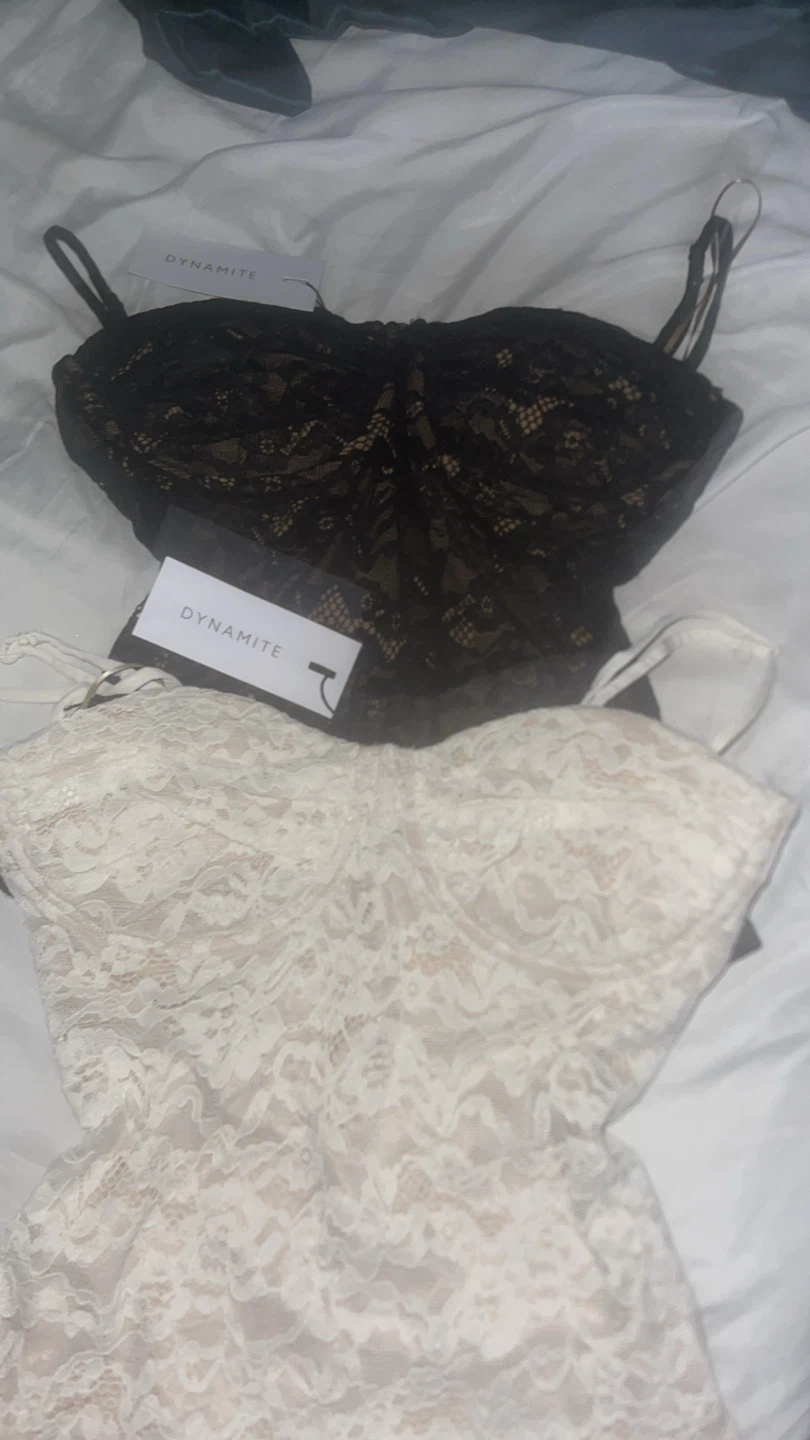 Dynamite Lace Bustier Tops in Black and White