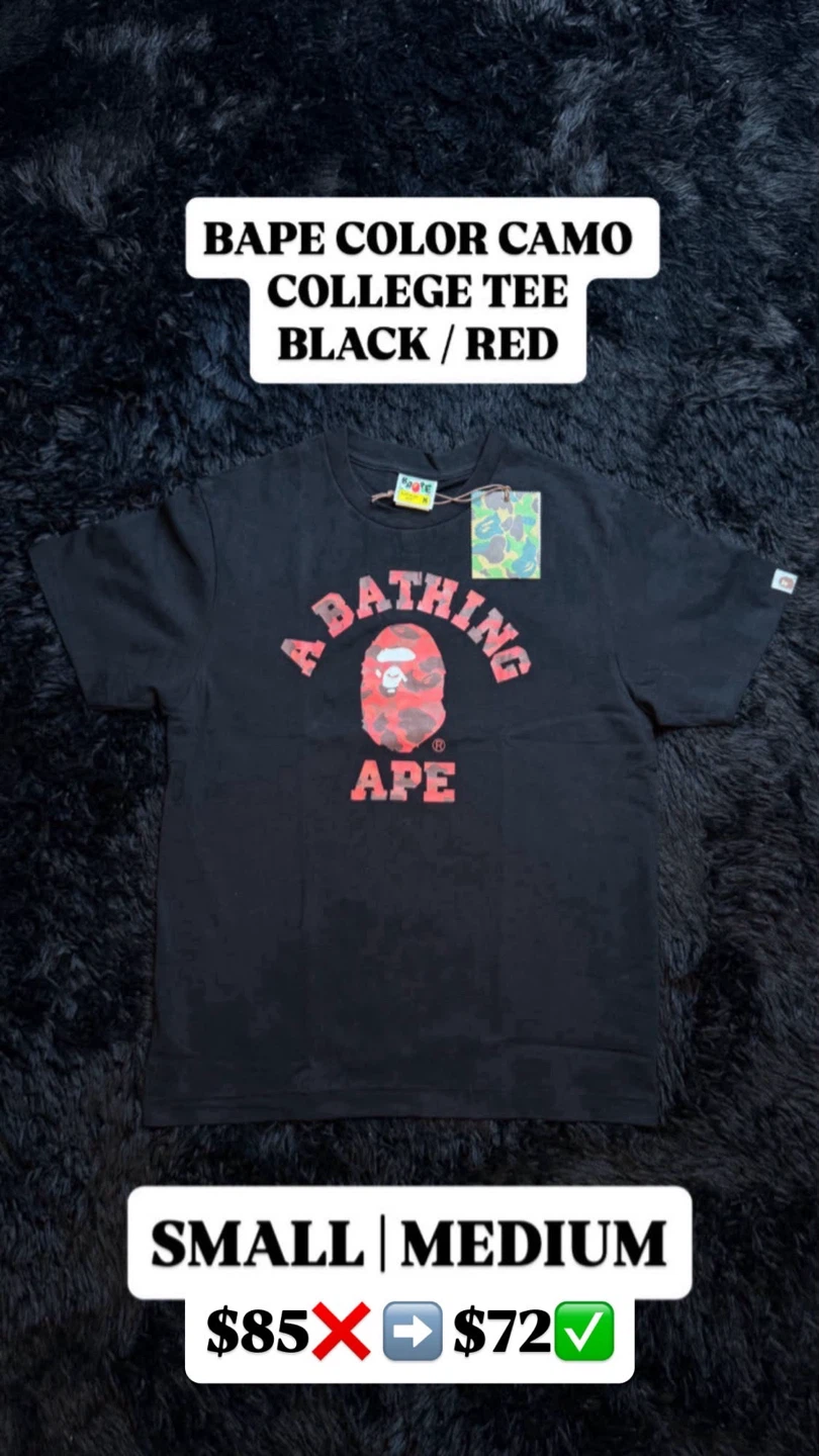 BAPE COLLEGE TEE BLACK / BEIGE SMALL | MEDIUM
