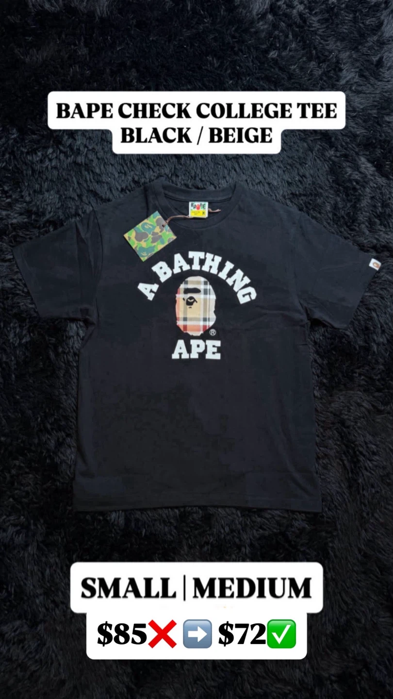 BAPE COLLEGE TEE BLACK / BEIGE SMALL | MEDIUM - photo 2