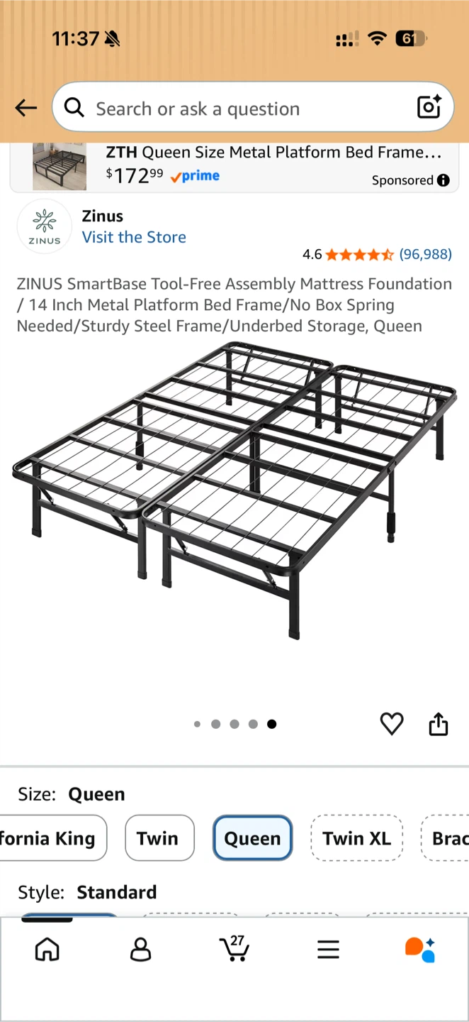 Queen Size Foldable Bed Frame and Mattress - photo 3