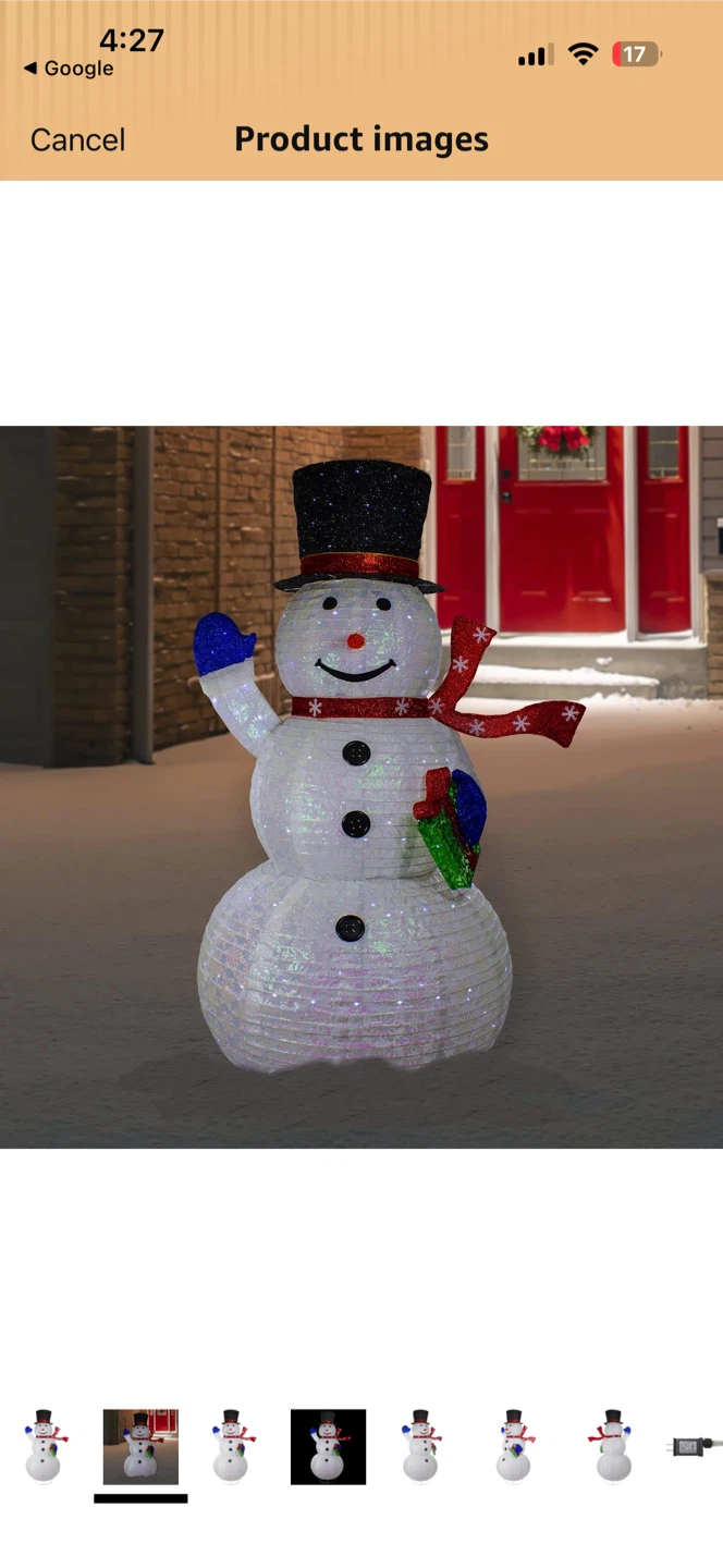 Lighted outdoor snowman decoration