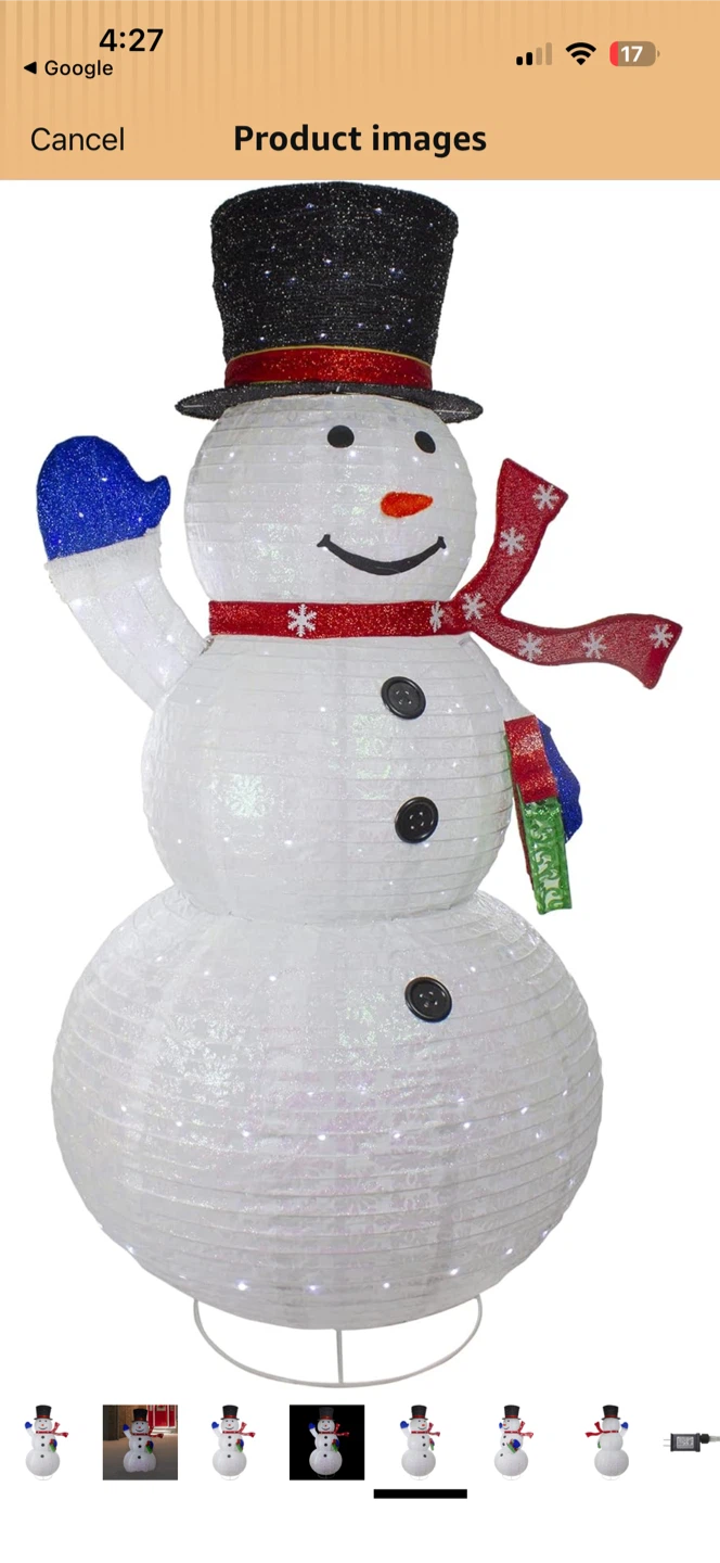 Lighted outdoor snowman decoration - photo 3