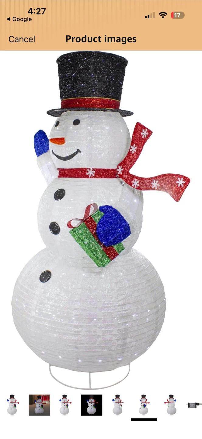 Lighted outdoor snowman decoration - photo 4