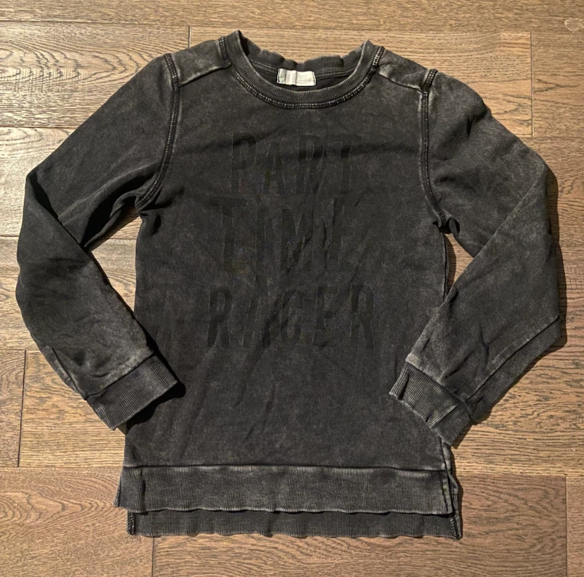 Zara 'Part Time Rager' Acid Wash Sweatshirt Size 8-10 yrs