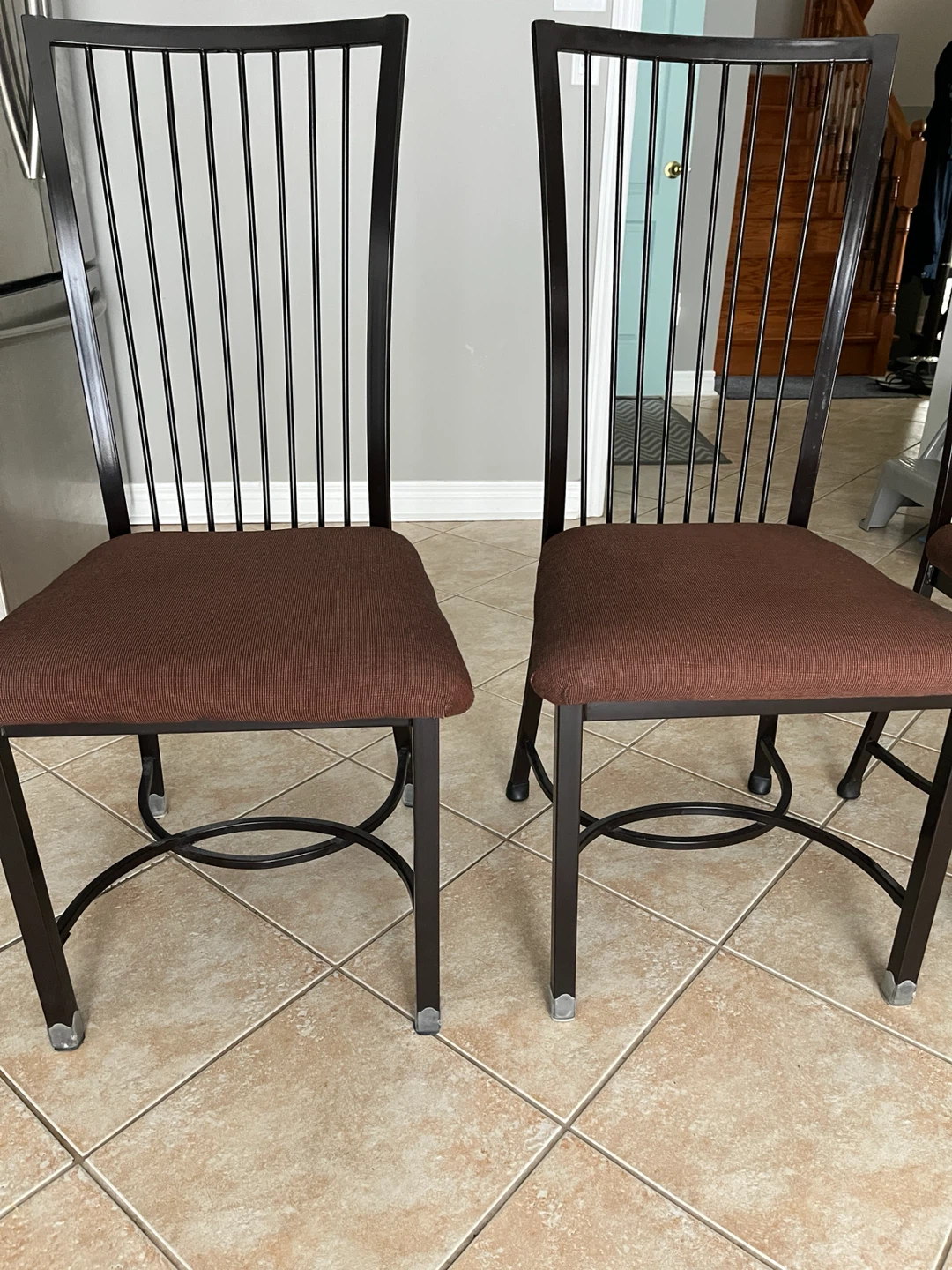 Black Metal Dining Chair with Padded Seat