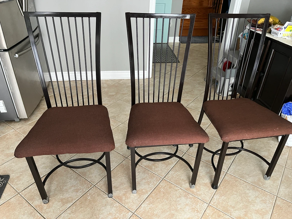 Black Metal Dining Chair with Padded Seat - photo 2