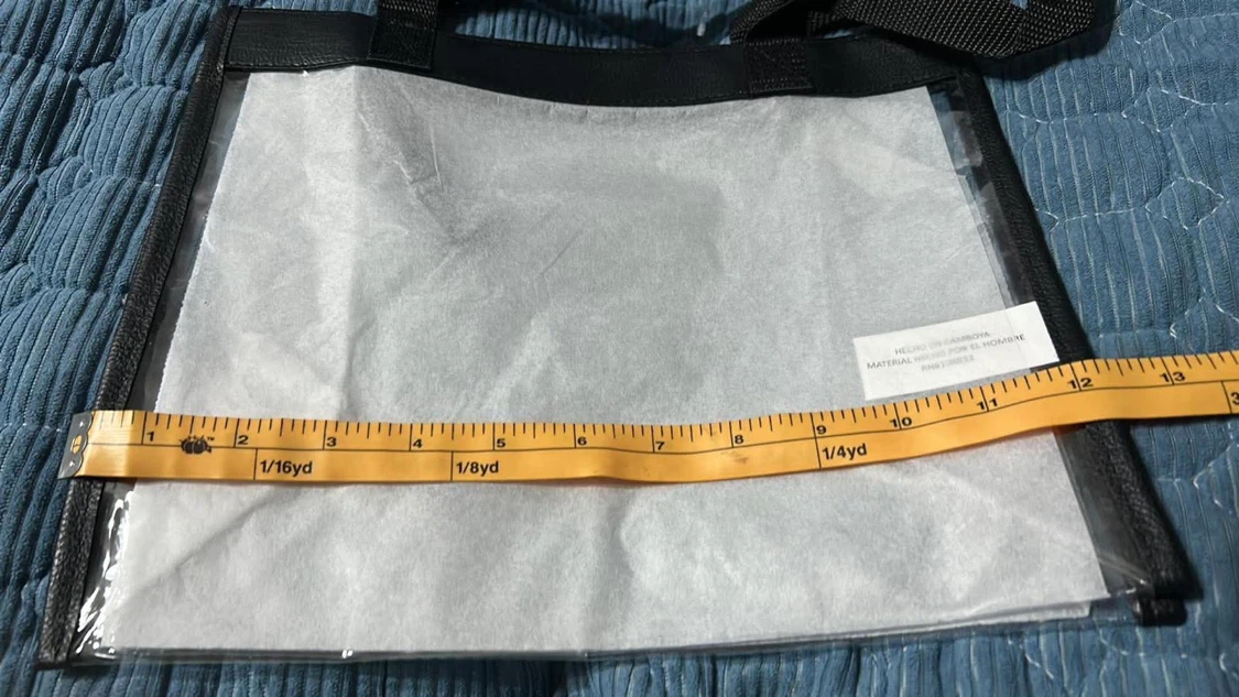Clear  Stadium zippered tote bag with black trim