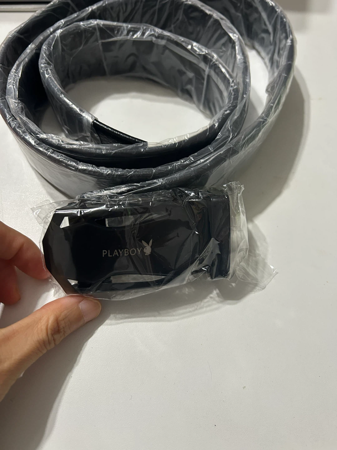 Brand New Playboy Black Leather Belt with Buckle - photo 2