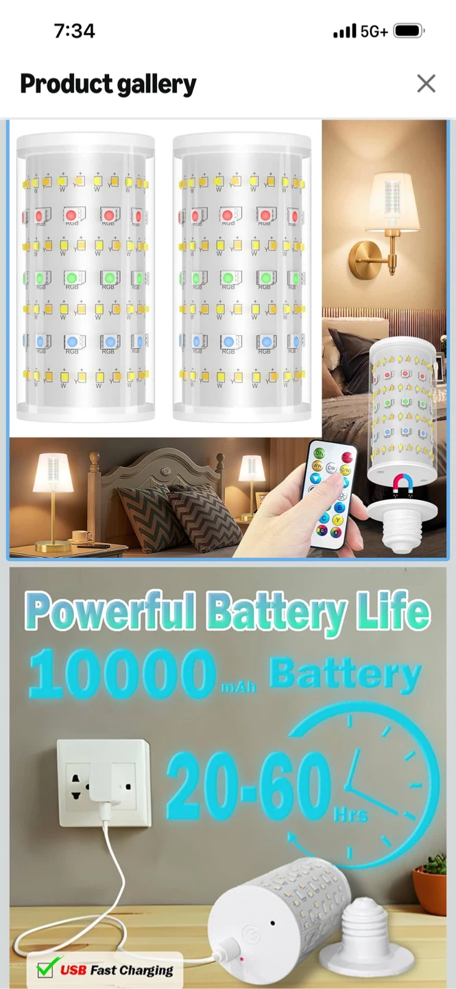 New-2Pack Rechargeable RGB Emergency LED Bulb - photo 2