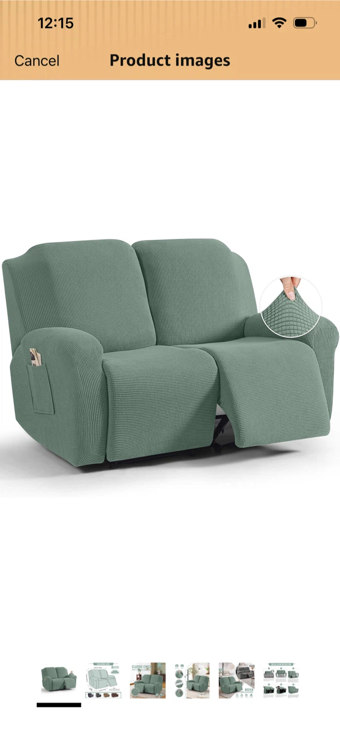 New-Green 6-Piece Recliner Loveseat Slipcover