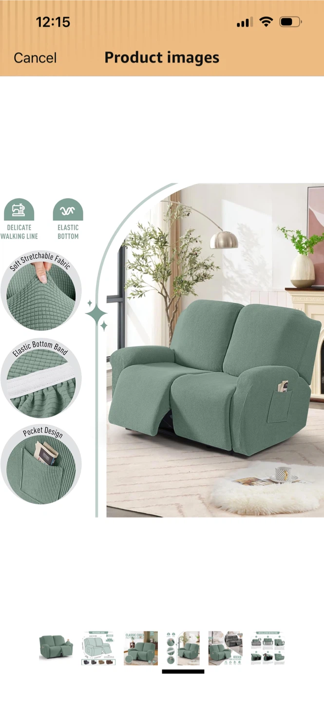 New-Green 6-Piece Recliner Loveseat Slipcover - photo 3