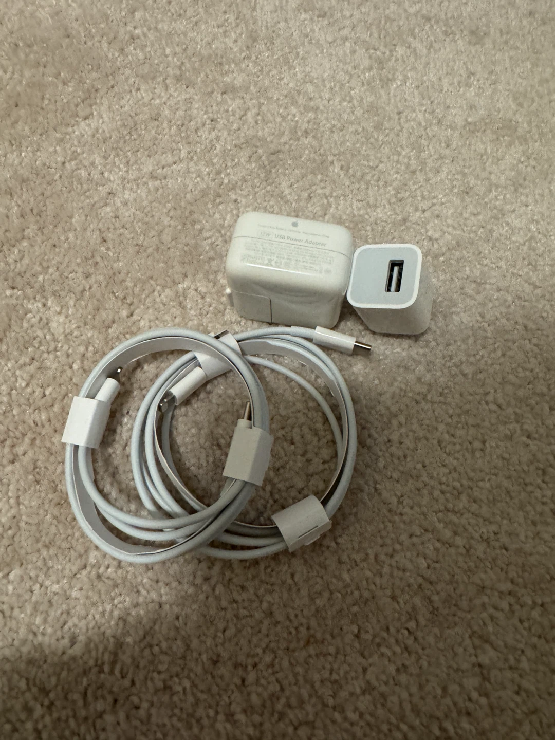 Apple USB power adapter and charging cables