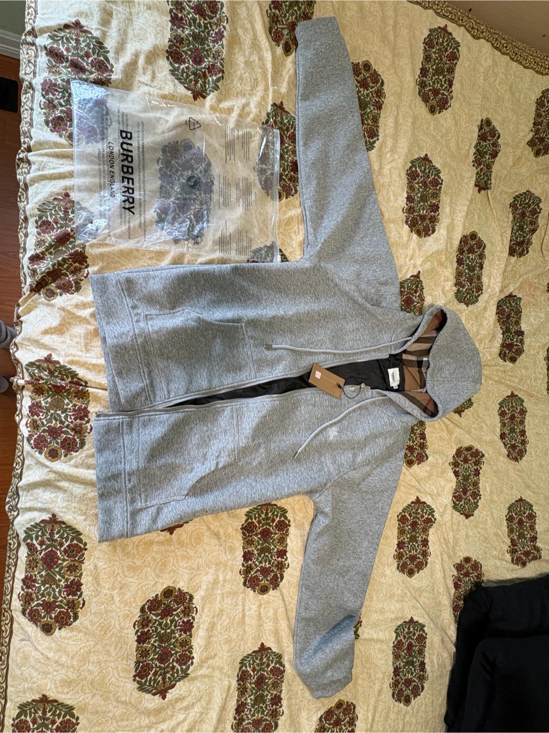 Burberry Grey Zip-Up Hoodie