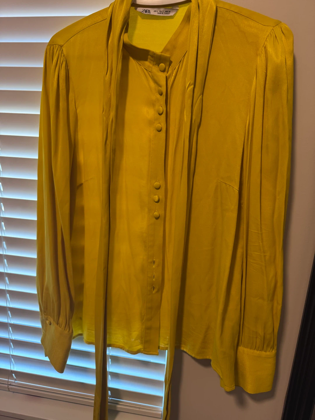 ZARA Yellow Long Sleeve Blouse - Size L