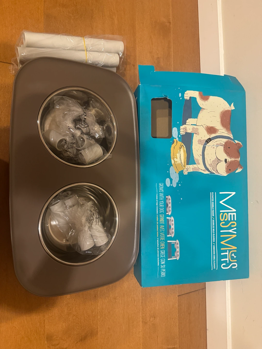 Messy Mutts Elevated Double Dog Feeder Dark Grey - photo 2