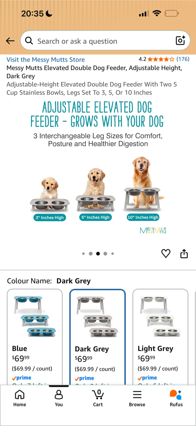 Messy Mutts Elevated Double Dog Feeder Dark Grey - photo 4