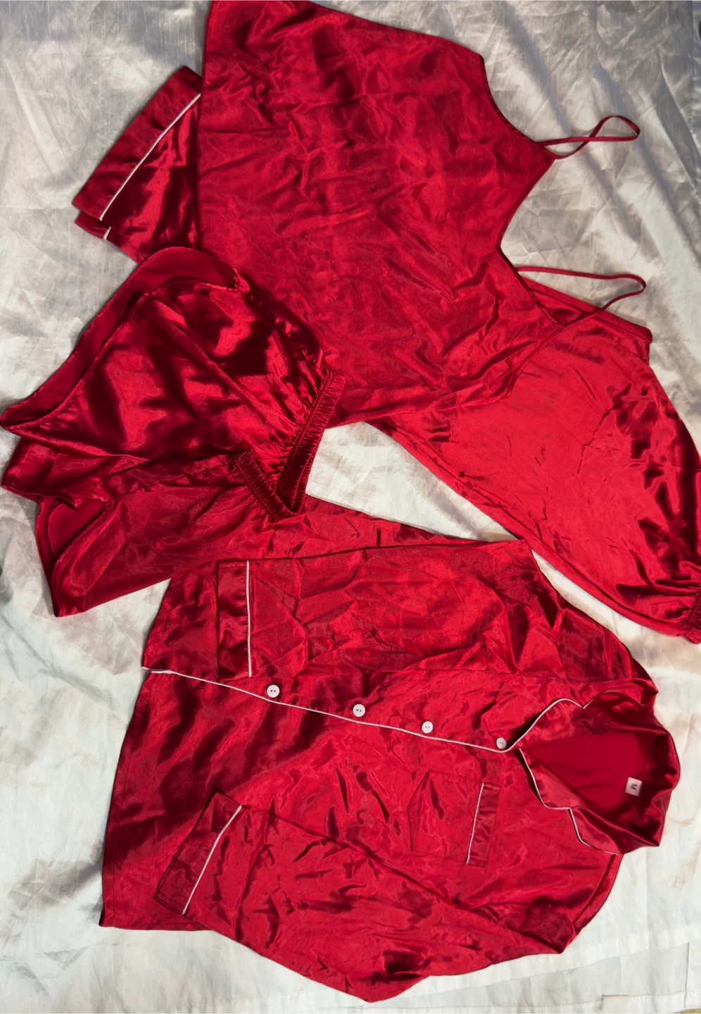 Womens Silk Satin Pajamas Sets 4pcs Loungewear - photo 2