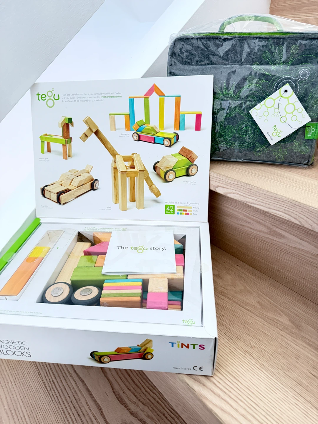 Tegu Tints 42 Piece Magnetic Wooden Blocks