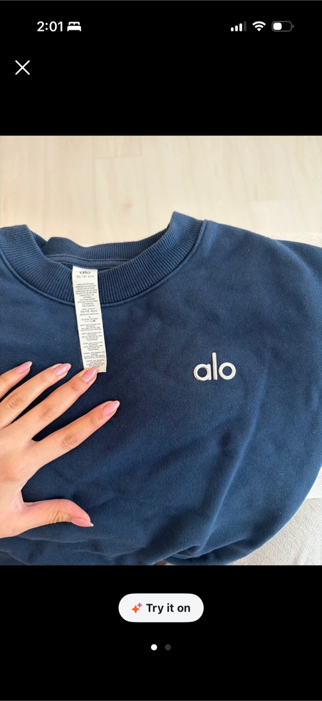 Alo Yoga Navy cropped Crewneck Sweatshirt Size XS