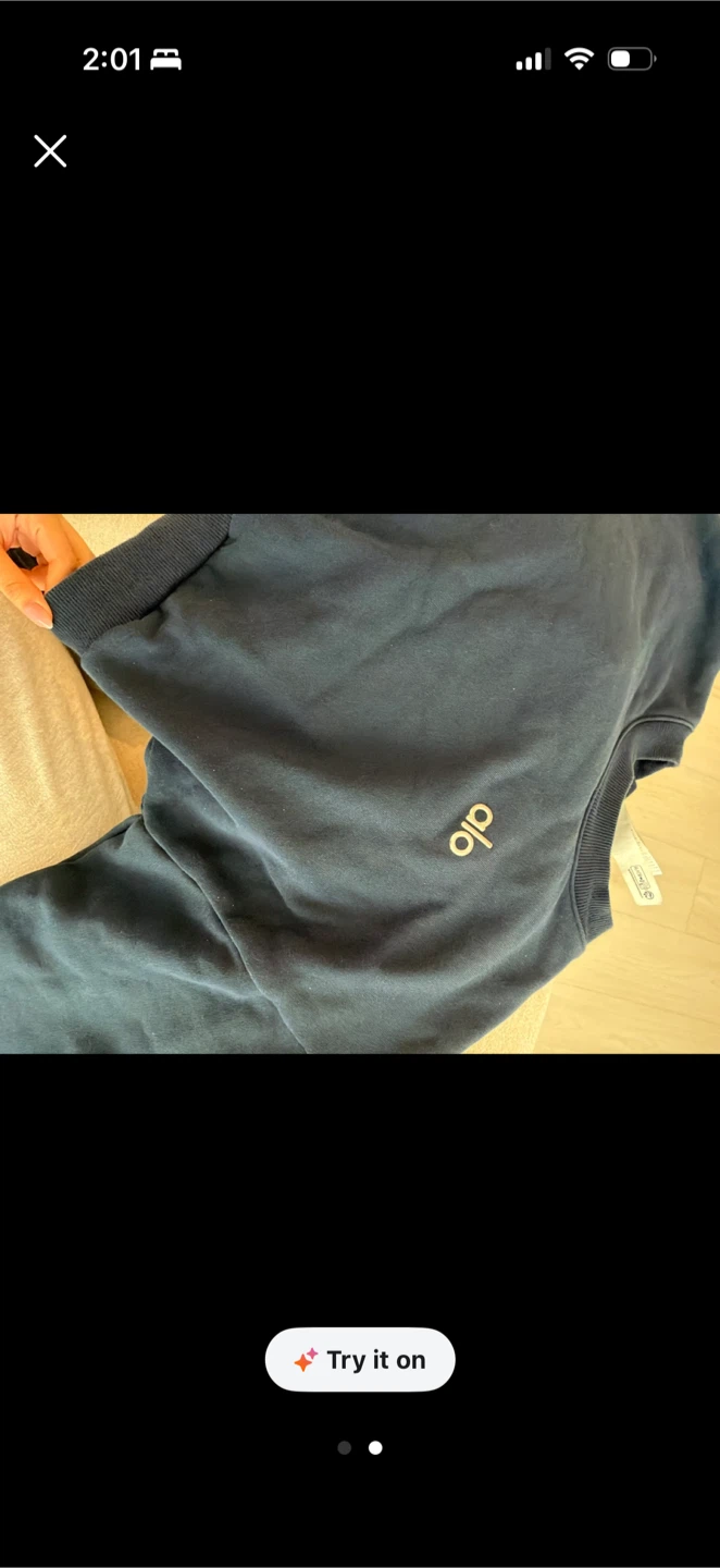 Alo Yoga Navy cropped Crewneck Sweatshirt Size XS - photo 3