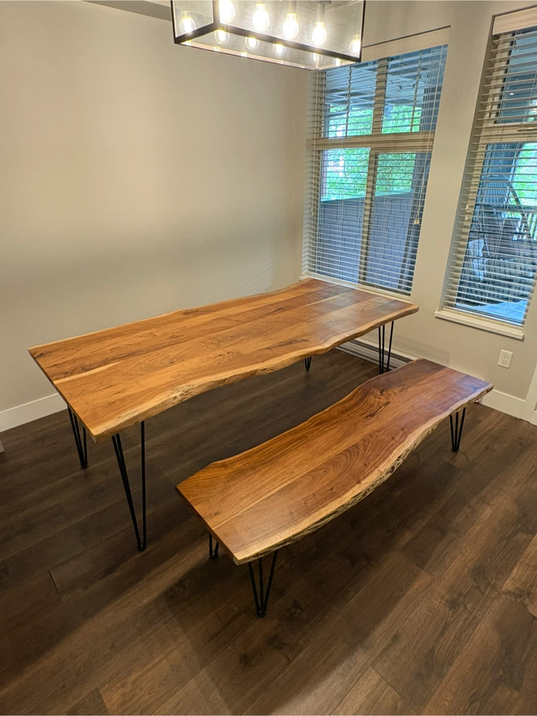 Live Edge Dining Table and Matching Bench