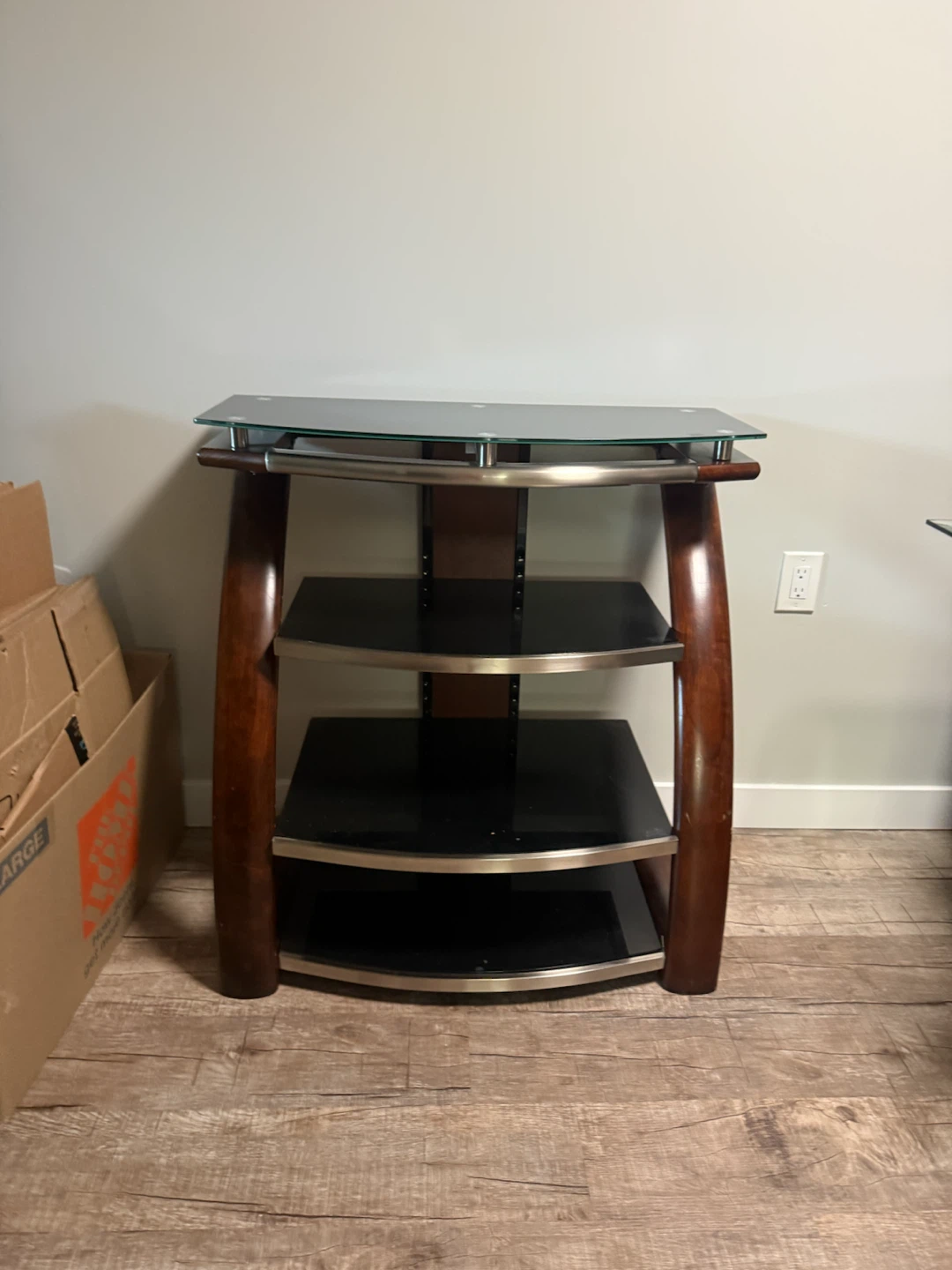 TV Stand with Glass Shelves