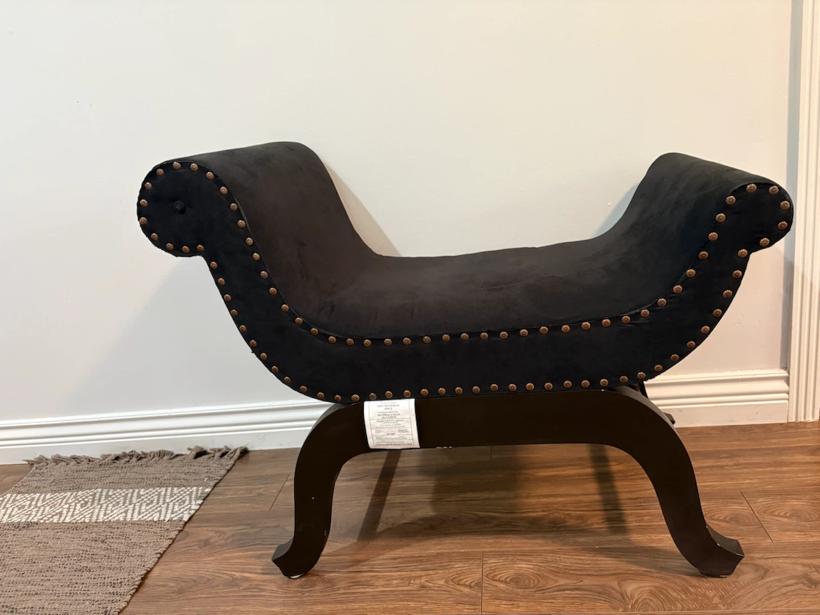 Black Sleigh Bench with Studded Details