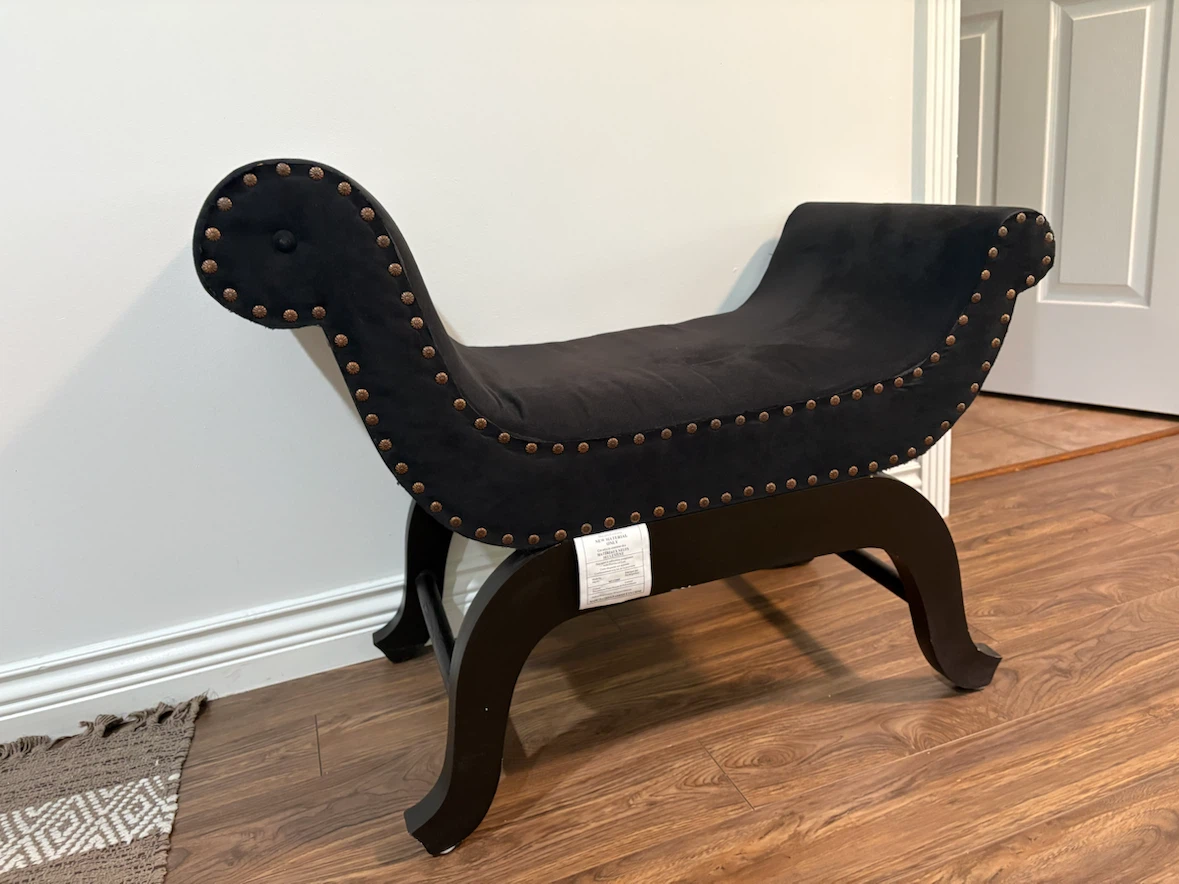 Black Sleigh Bench with Studded Details - photo 2