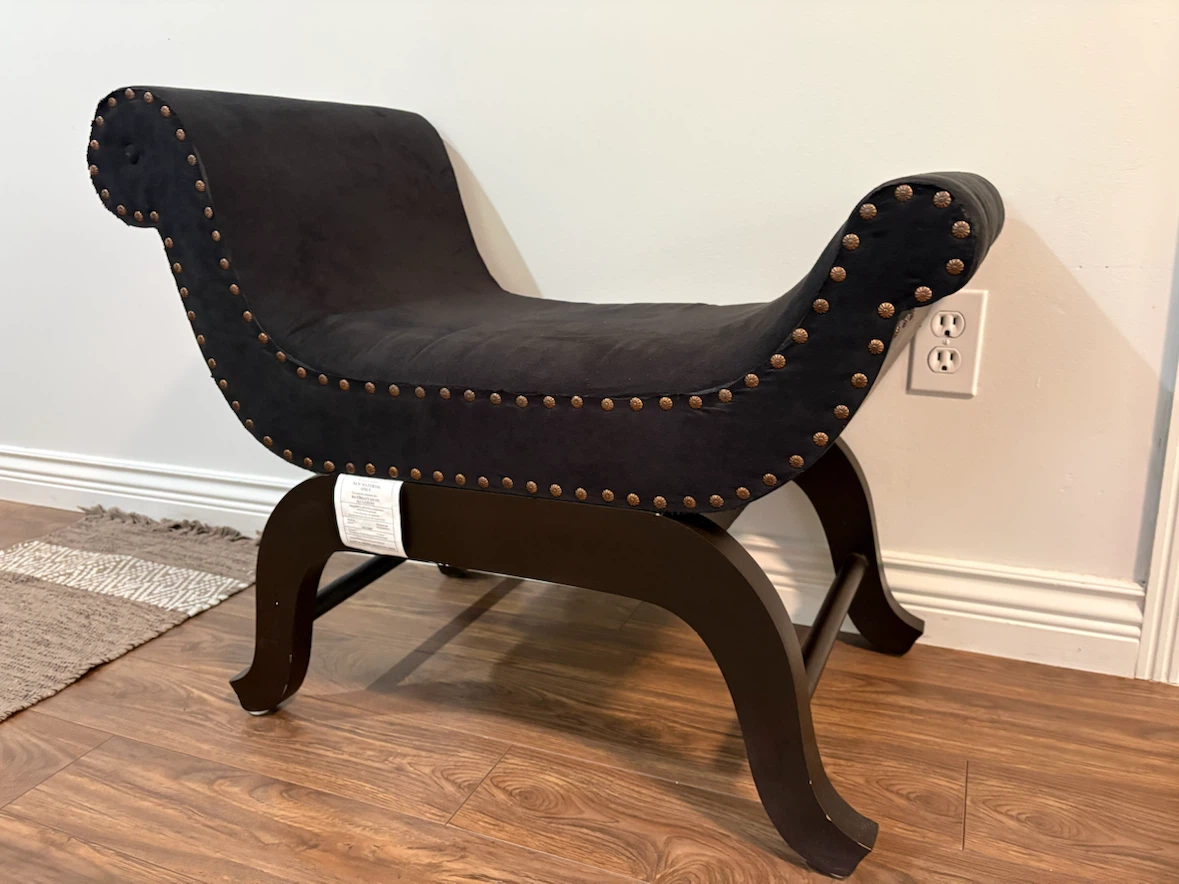 Black Sleigh Bench with Studded Details - photo 3
