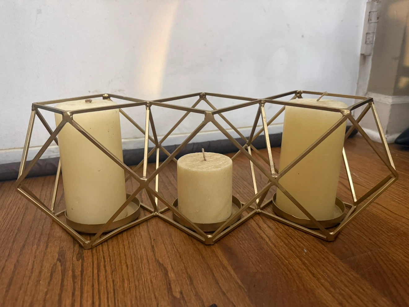Gold geometric candle holder decor