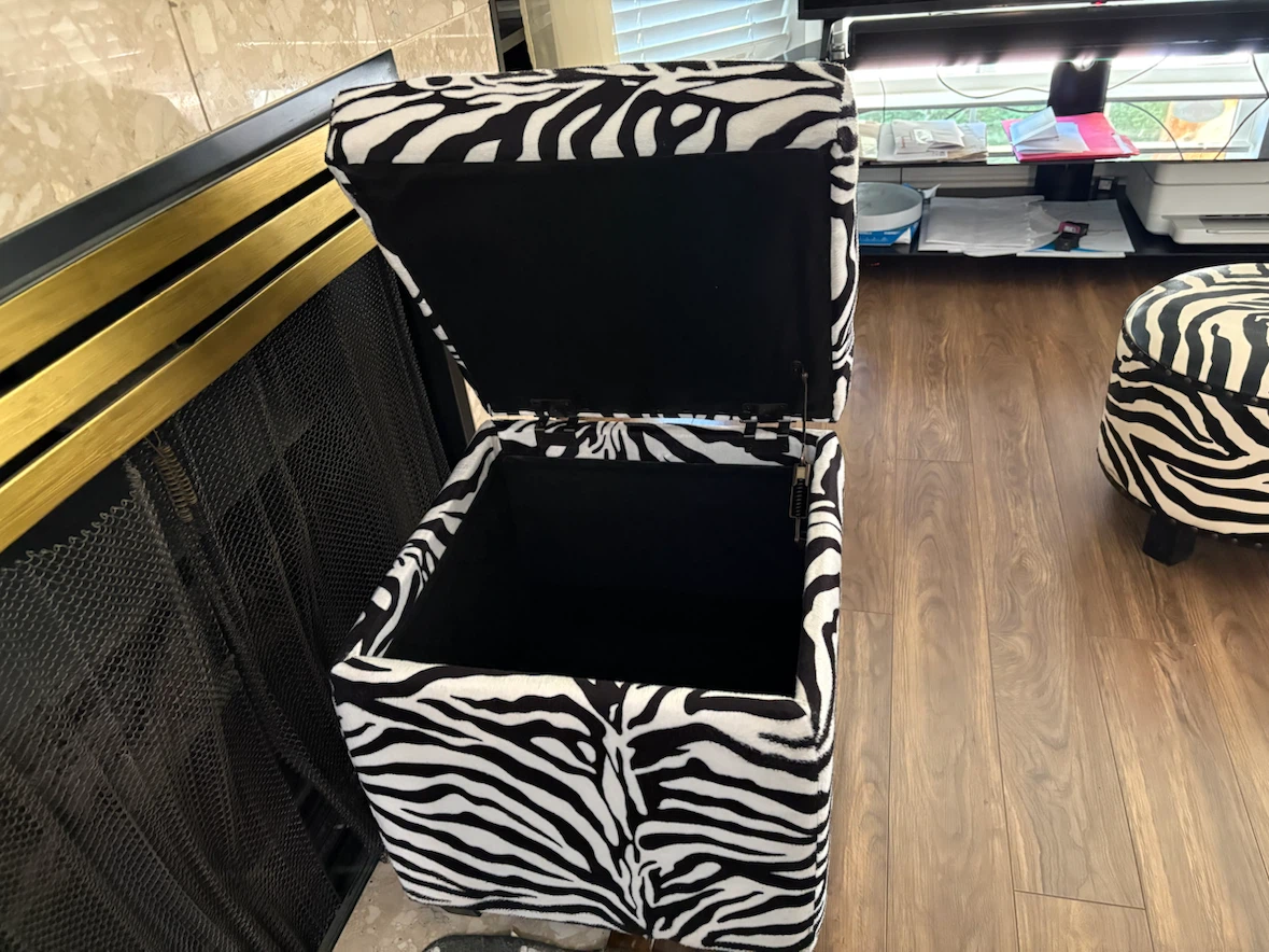 Zebra Print Storage Ottoman