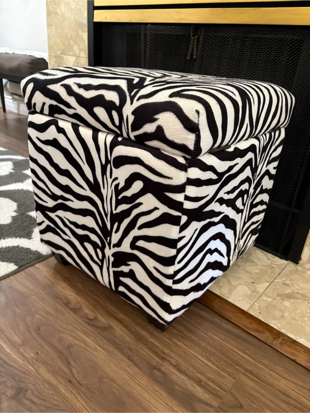 Zebra Print Storage Ottoman - photo 2